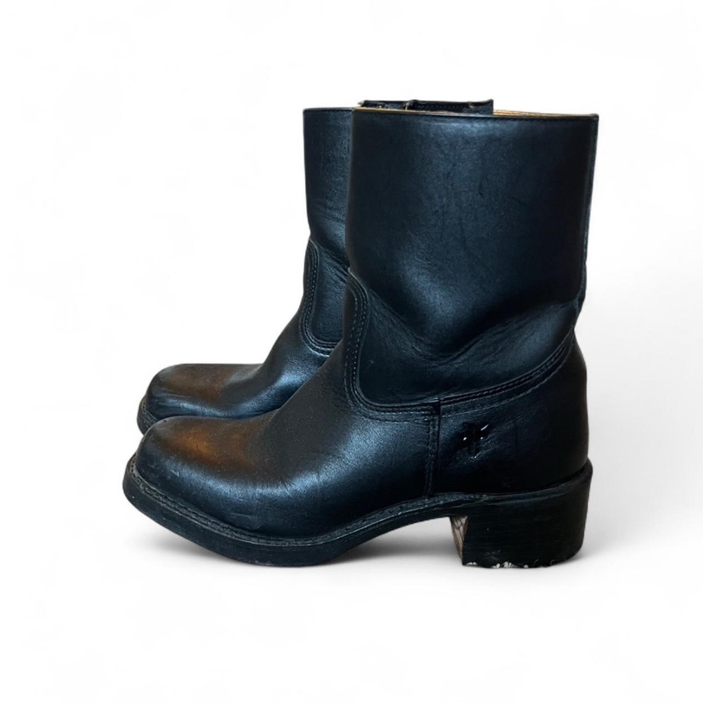 Frye Black Leather Ankle Boots